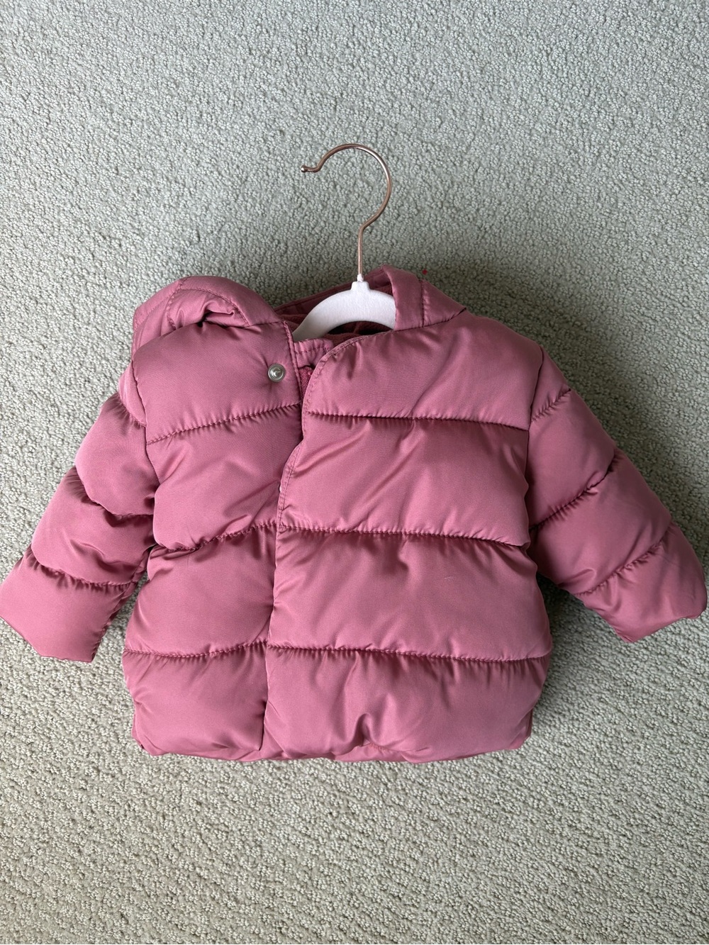 Baby Puffer Jacket in Dusty Rose - Cozy Hooded Winter Coat